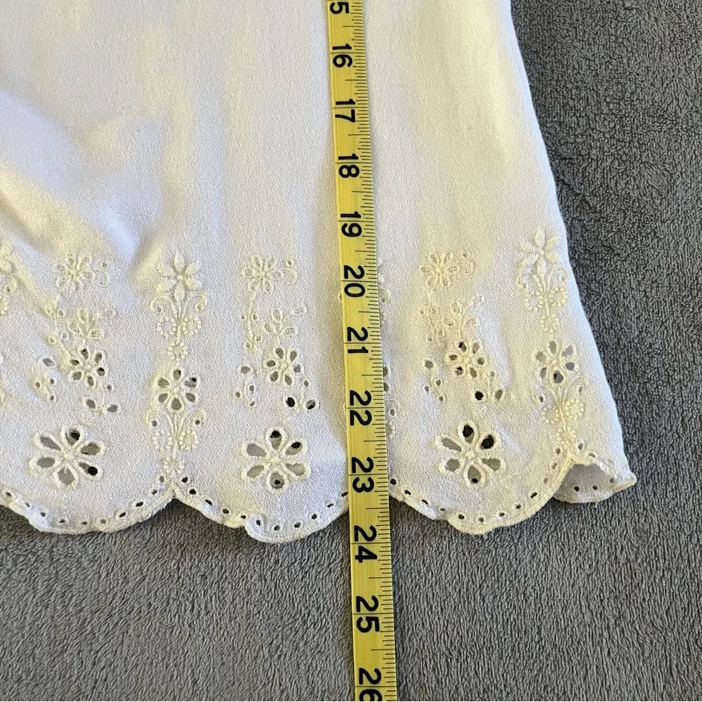 Old Navy Girls XL 14 White Eyelet Lace Peasant Blouse Smocked Off Shoulder Top